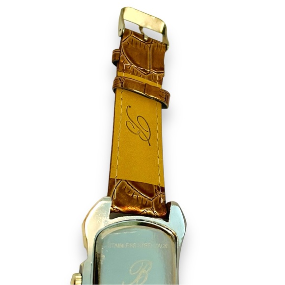 Watch Womens Designer Watch BURGI Rhinestone Brown Leather Wristwatch - Picture 10 of 16